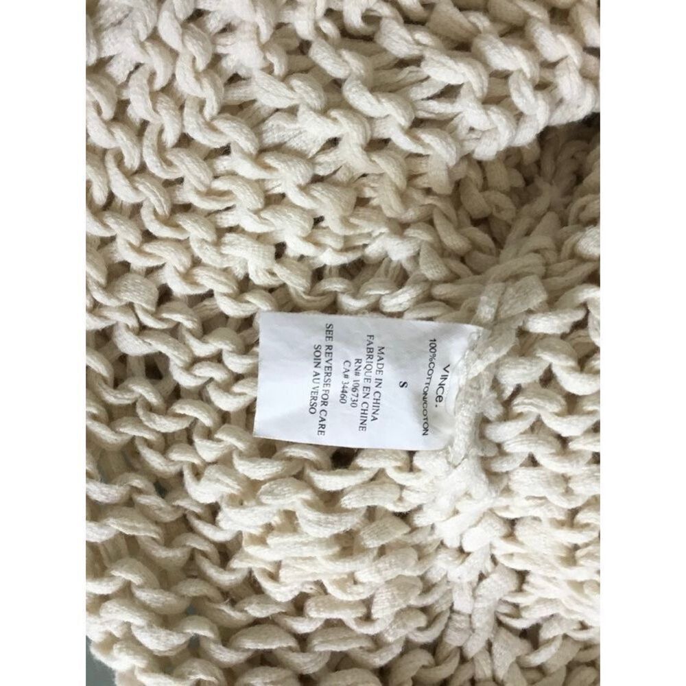 VINCe. Women’s Small Cream Hand Knit Lace Up Chunky Sweater - Picture 8 of 12